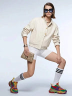 Women's Jacket Off-White Cream Faux Leather BYMANYC ® New York SOHO HIGH COLLAR LEATHERETTE BOMBER - New Collection
