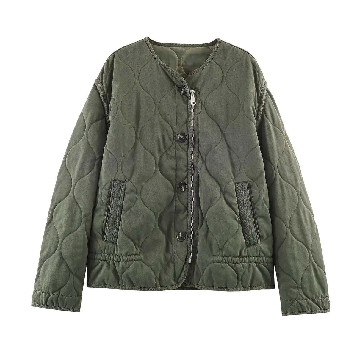 Women's Jacket Olive Green Quilted Liner BYMANYC ® New York SOHO KHAKI ONION QUILLED JACKET - New Collection
