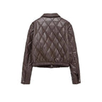 Women's Jacket Quilted Faux Leather BYMANYC ® New York SOHO BROWN LEATHER BOMBER - New Collection
