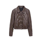 Women's Jacket Quilted Faux Leather BYMANYC ® New York SOHO BROWN LEATHER BOMBER - New Collection