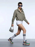 Women's Jacket Sage Green Utility BYMANYC ® New York SOHO OVERSIZED WORKWEAR BOMBER - New Collection