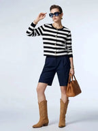 Women's Jacket Striped Knit BYMANYC ® New York PARISIAN GOLD BUTTON CARDIGAN - New Collection