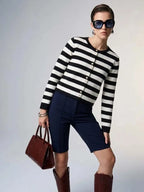 Women's Jacket Striped Knit BYMANYC ® New York PARISIAN GOLD BUTTON CARDIGAN - New Collection