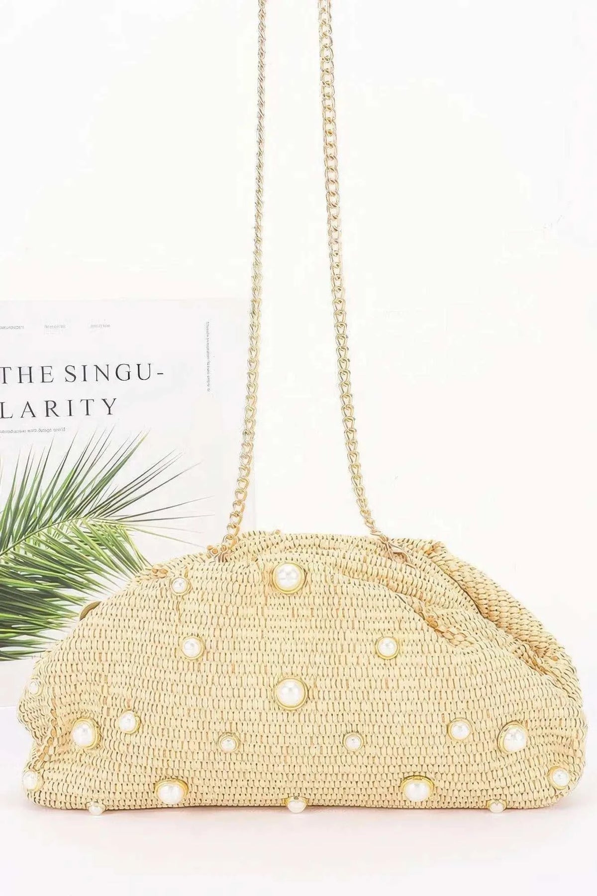 Women's Party Clutch Faux Straw Pearl BYMANYC ® New York ELEGANT CHIC EVENING PURSE - New Collection