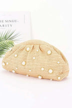 Women's Party Clutch Faux Straw Pearl BYMANYC ® New York ELEGANT CHIC EVENING PURSE - New Collection
