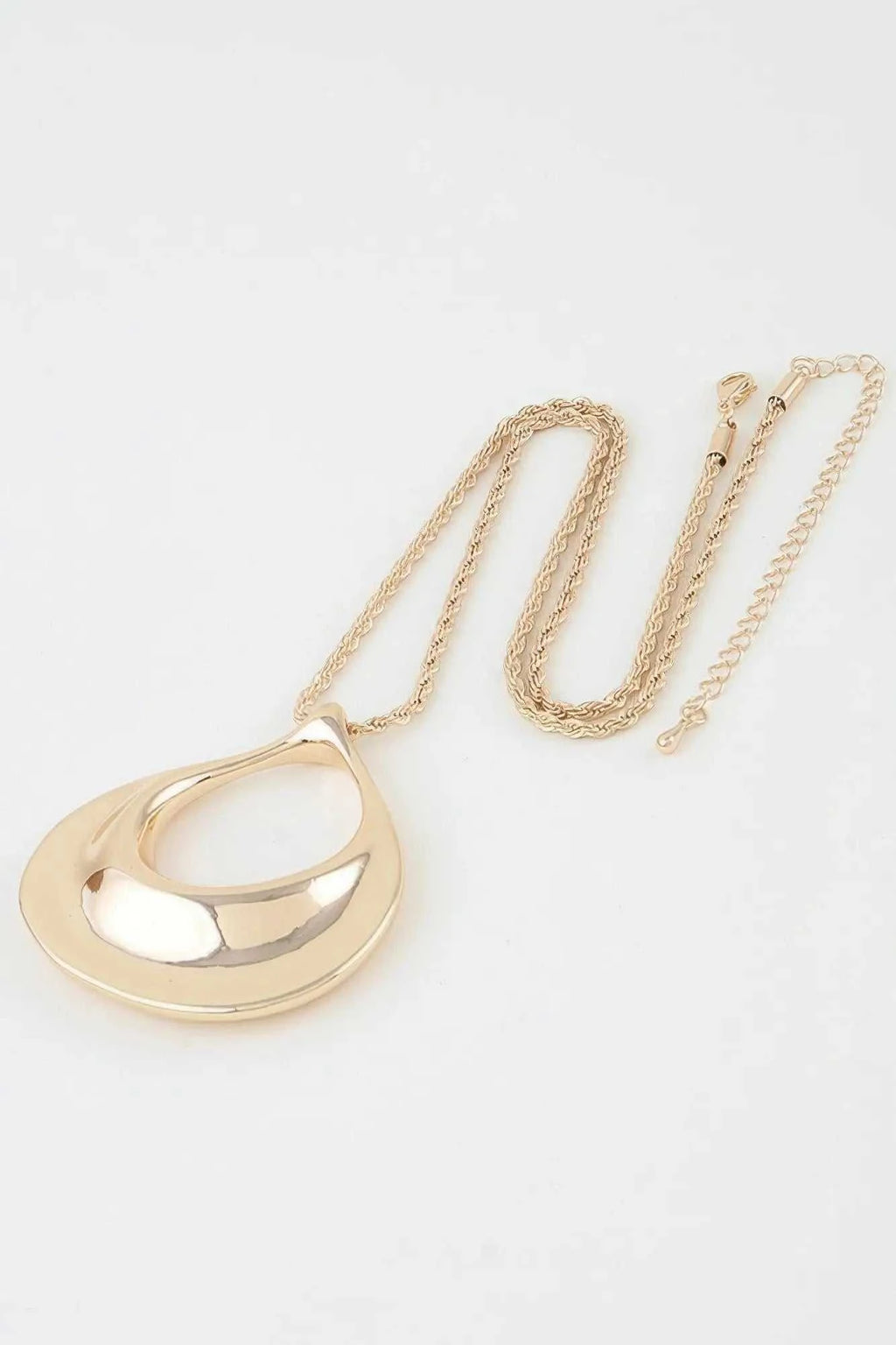 Women's Pendant Necklace Polished Ripple Teardrop Twisted BYMANYC ® New York SCULPTURAL TEXTURED DROP COLLAR - New Collection