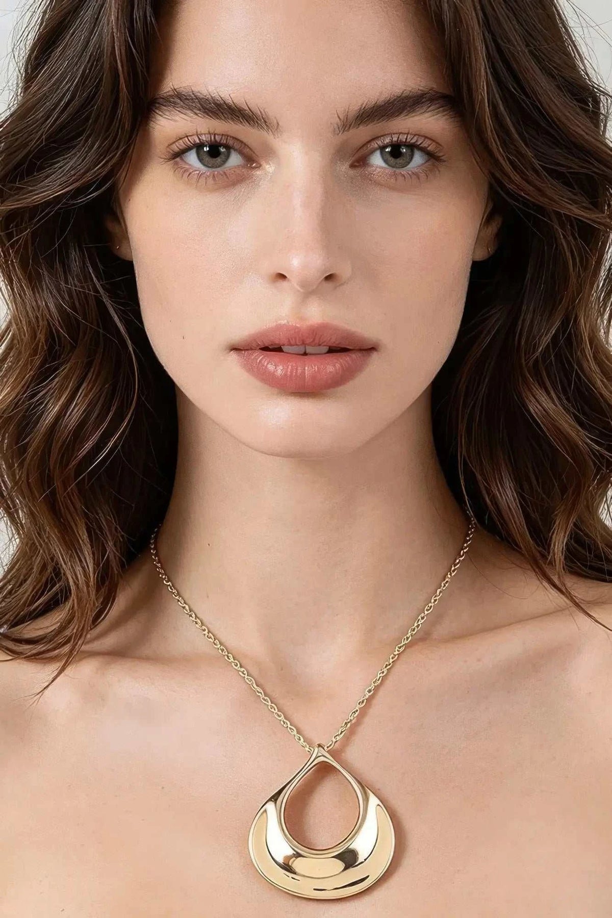 Women's Pendant Necklace Polished Ripple Teardrop Twisted BYMANYC ® New York SCULPTURAL TEXTURED DROP COLLAR - New Collection