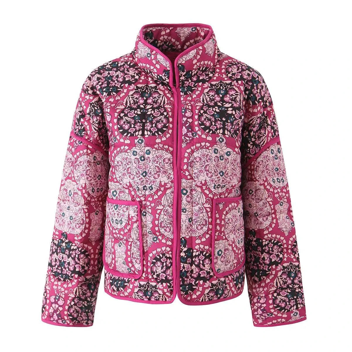 Women's Quilted Jacket Pink Printed BYMANYC ® New York CONTEMPORARY VIBRANT BOHO OUTERWEAR - New Collection