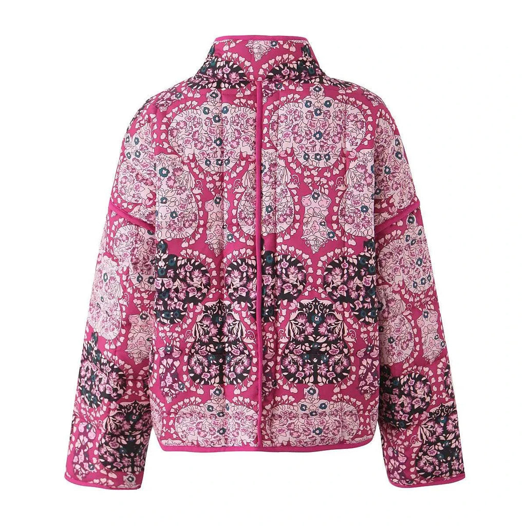 Women's Quilted Jacket Pink Printed BYMANYC ® New York CONTEMPORARY VIBRANT BOHO OUTERWEAR - New Collection