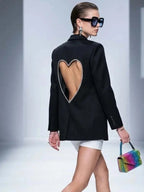 Women's Rhinestone Heart Open Back Blazer BYMANYC ® New York CONTEMPORARY VIBRANT MODERN OUTERWEAR - New Collection