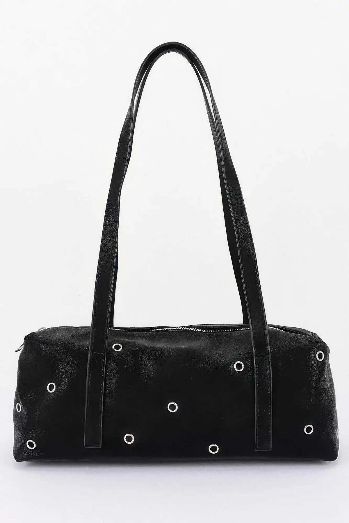 Women's Shoulder Bag Vegan Leather Eyelet Studded Rectangular BYMANYC ® New York CONTEMPORARY HARDWARE STRUCTURED PURSE - New Collection