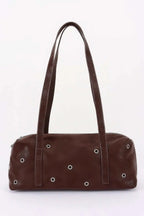 Women's Shoulder Bag Vegan Leather Eyelet Studded Rectangular BYMANYC ® New York CONTEMPORARY HARDWARE STRUCTURED PURSE - New Collection