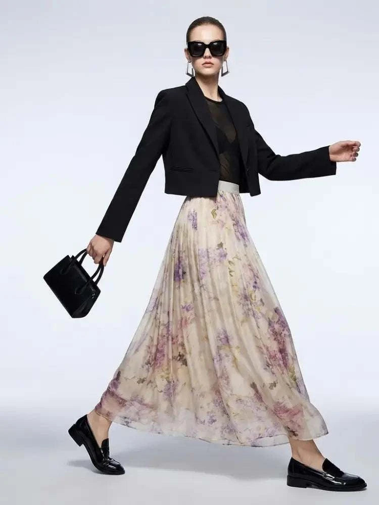Women's Skirt Floral Tulle BYMANYC ® New York PARK AVENUE PURPLE PLEATED MIDI - New Collection