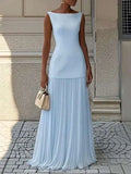 Women's Strapless Long Prom Dress Elegant Wedding Dress Casual Loose Ruched Maxi Dress Floor Length Elegant Evening Dress