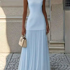 Women's Strapless Long Prom Dress Elegant Wedding Dress Casual Loose Ruched Maxi Dress Floor Length Elegant Evening Dress