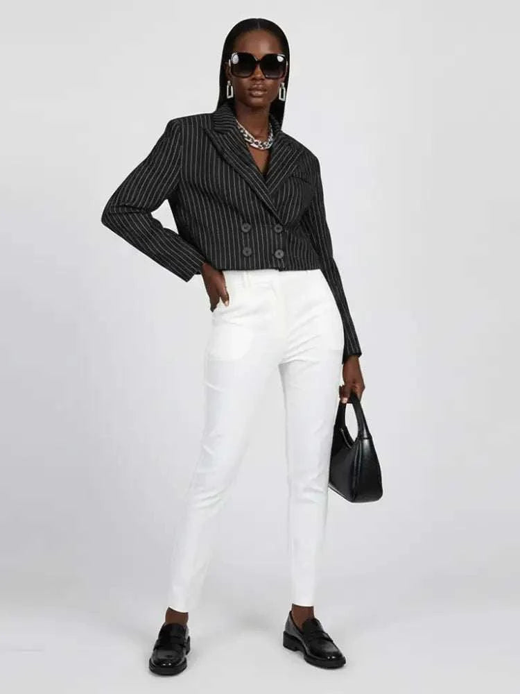Women's Striped Cropped Tailored Jacket - FORT GREENE: New Collection COUTURE in BROOKLYN - BYMANYC ® New York