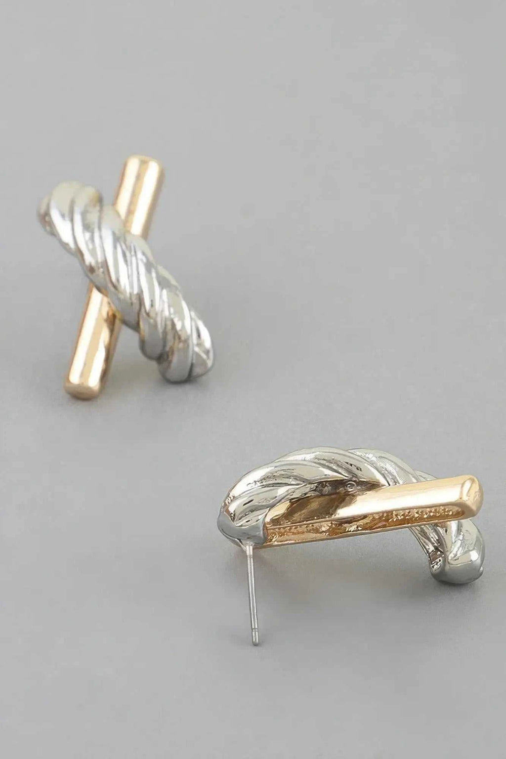 Women's Stud Earrings Two Toned Twisted X BYMANYC ® New York DUAL-FINISH CROSSOVER EARRINGS - New Collection
