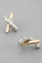 Women's Stud Earrings Two Toned Twisted X BYMANYC ® New York DUAL-FINISH CROSSOVER EARRINGS - New Collection