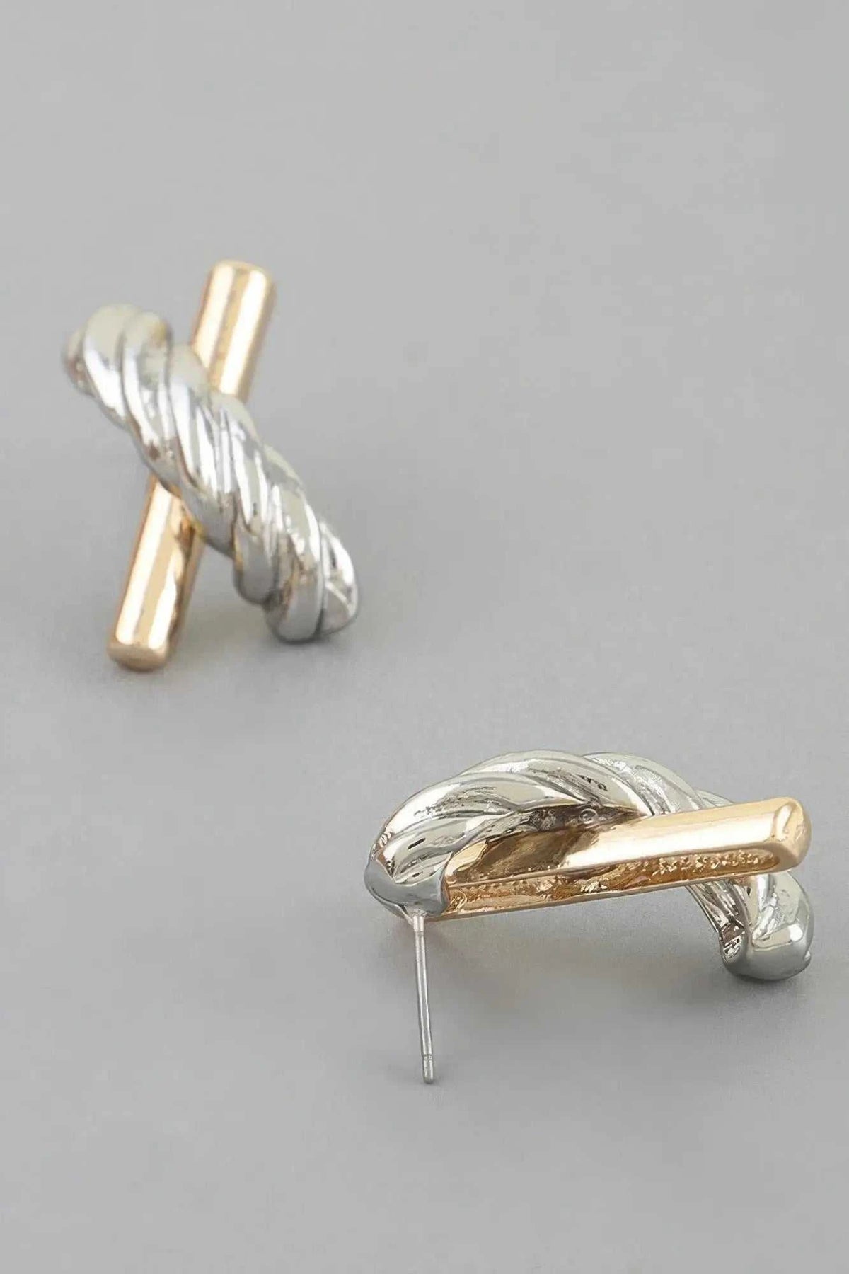 Women's Stud Earrings Two Toned Twisted X BYMANYC ® New York DUAL-FINISH CROSSOVER EARRINGS - New Collection