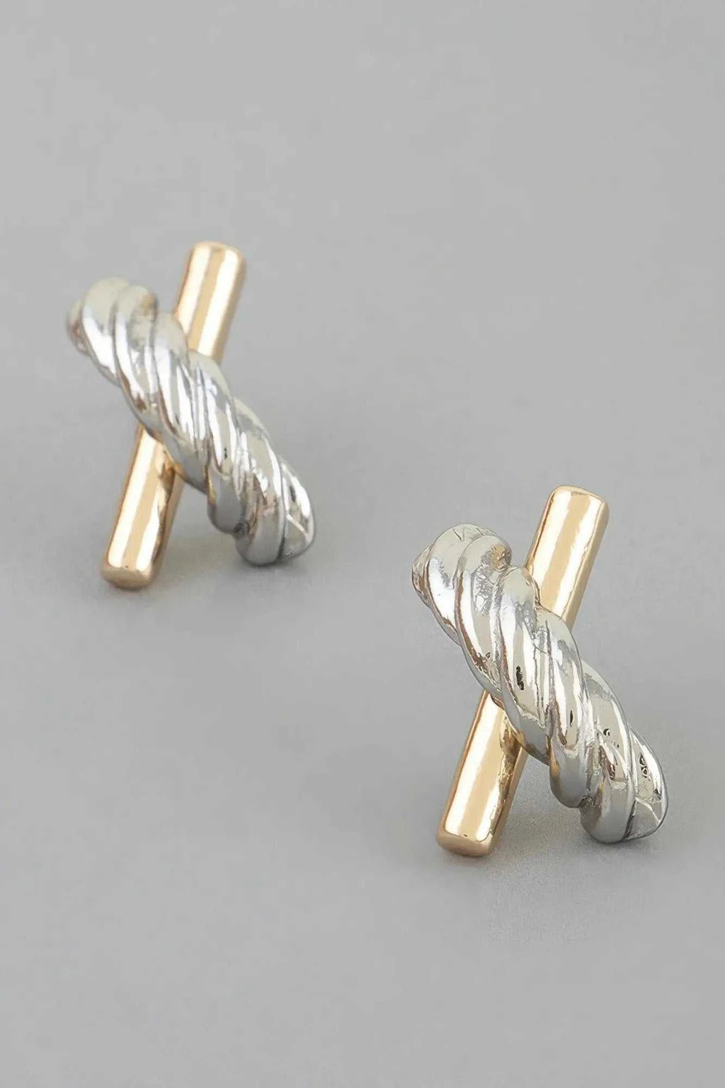 Women's Stud Earrings Two Toned Twisted X BYMANYC ® New York DUAL-FINISH CROSSOVER EARRINGS - New Collection