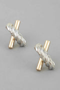 Women's Stud Earrings Two Toned Twisted X BYMANYC ® New York DUAL-FINISH CROSSOVER EARRINGS - New Collection