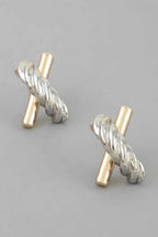 Women's Stud Earrings Two Toned Twisted X BYMANYC ® New York DUAL-FINISH CROSSOVER EARRINGS - New Collection