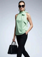 Women's Top High Neck Halter BYMANYC ® New York HAMPTONS GREEN STRIPE - New Collection