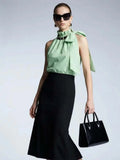 Women's Top High Neck Halter BYMANYC ® New York HAMPTONS GREEN STRIPE - New Collection