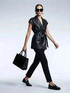 Women's Vest Faux Leather BYMANYC ® New York SOHO BELTED BLAZER - New Collection