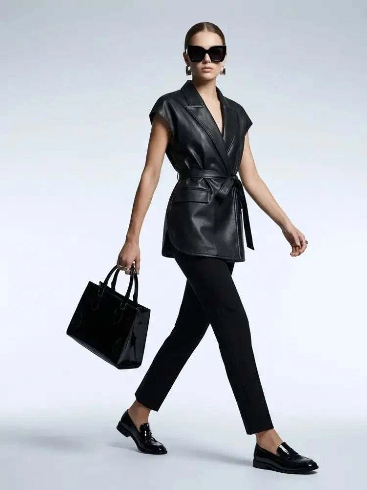 Women's Vest Faux Leather BYMANYC ® New York SOHO BELTED BLAZER - New Collection