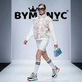 Women's White Fleece Cable Knit Bomber Jacket Floral Printed BYMANYC ® New York CONTEMPORARY VIBRANT MODERN OUTERWEAR - New Collection