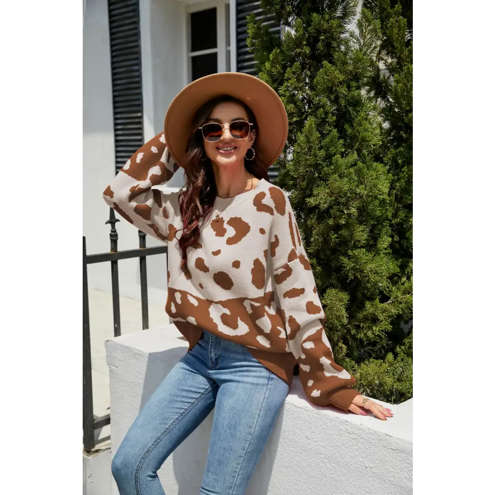 Leopard print luxury fashion sweater for timeless designer clothing $44 sizing regular picture outdoors pattern bold