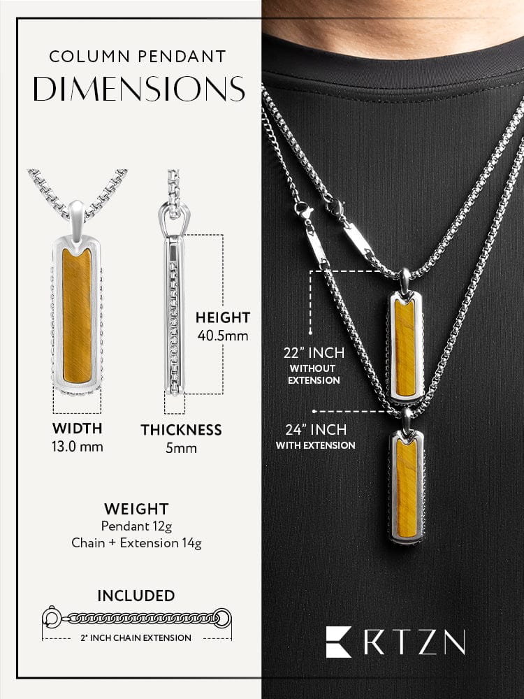 Tiger Eye Column Pendant Necklace - Maven Couture IncColumn Pendant