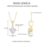 Yellow Gold Plated Silver 0.5 Carat Moissanite Heart Pendant with Chain