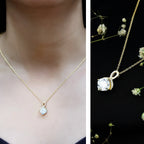 Yellow Gold Plated Silver 3.15 Carat Cushion Cut Moissanite Infinity Necklace