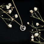 Yellow Gold Plated Silver Morganite Swirl Necklace with Lab Diamond