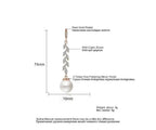 ZAKOL Fashion Round Imitation Pearls Drop Earrings for Women Shinny Zirconia Crystal Leaf Long Bridal Earring Wedding Jewelry