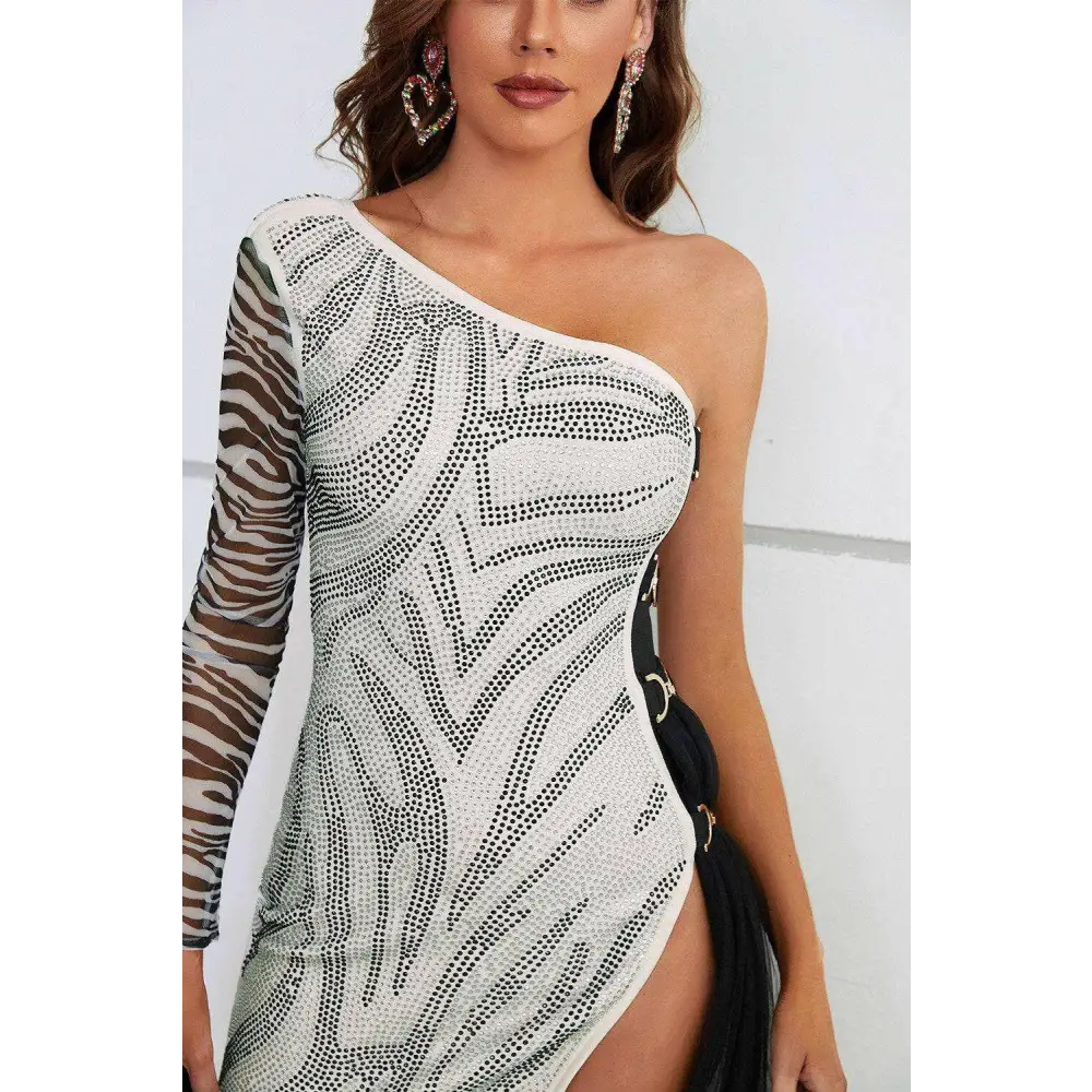 Zebra print rhinestone dress for timeless luxury fashion for women $115 embrace a daring aesthetic with the exquisite